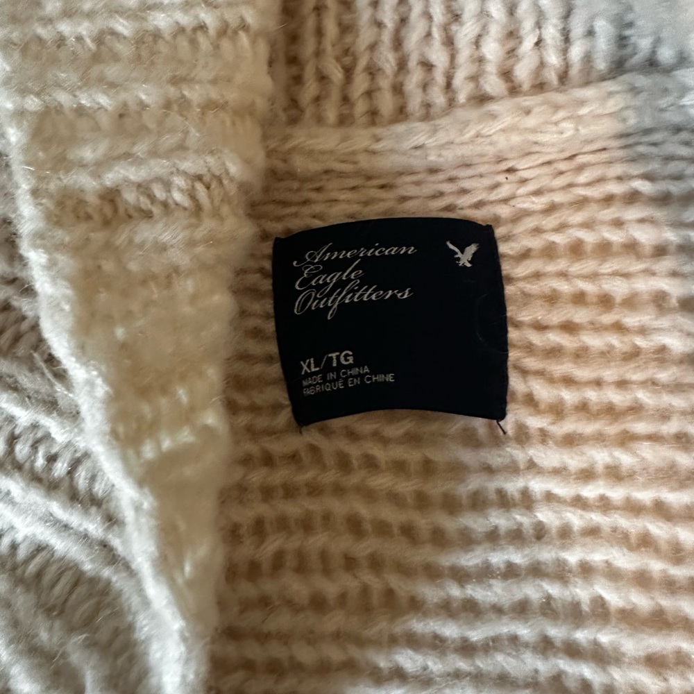 American Eagle Outfitters Cream Chunky Knit Cardigan with Shawl Collar - Picture 2 of 4